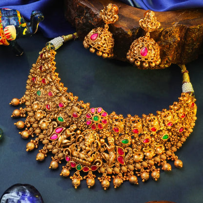 Antique Lakshmi Peacock Temple Choker Set