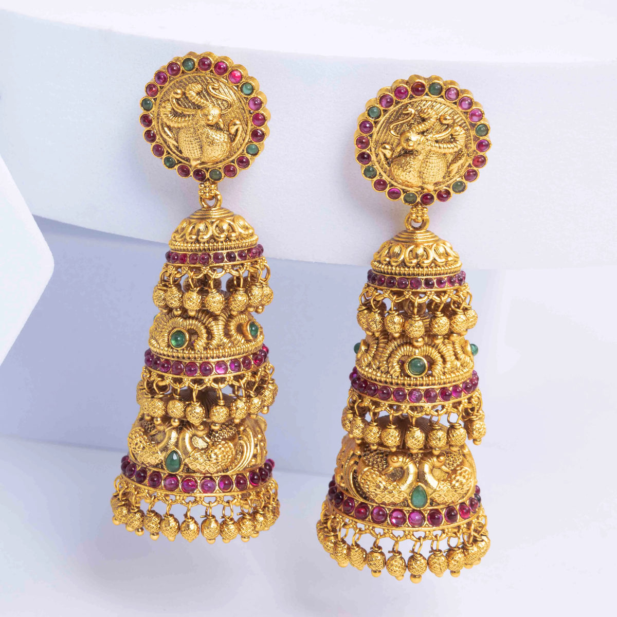 South Indian Antique Gold-Plated Jhumka K-239