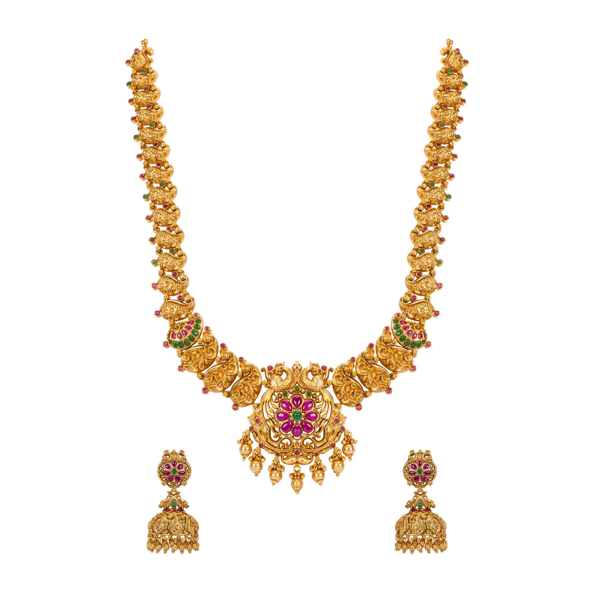 Majestic Temple-Inspired Long Necklace Set