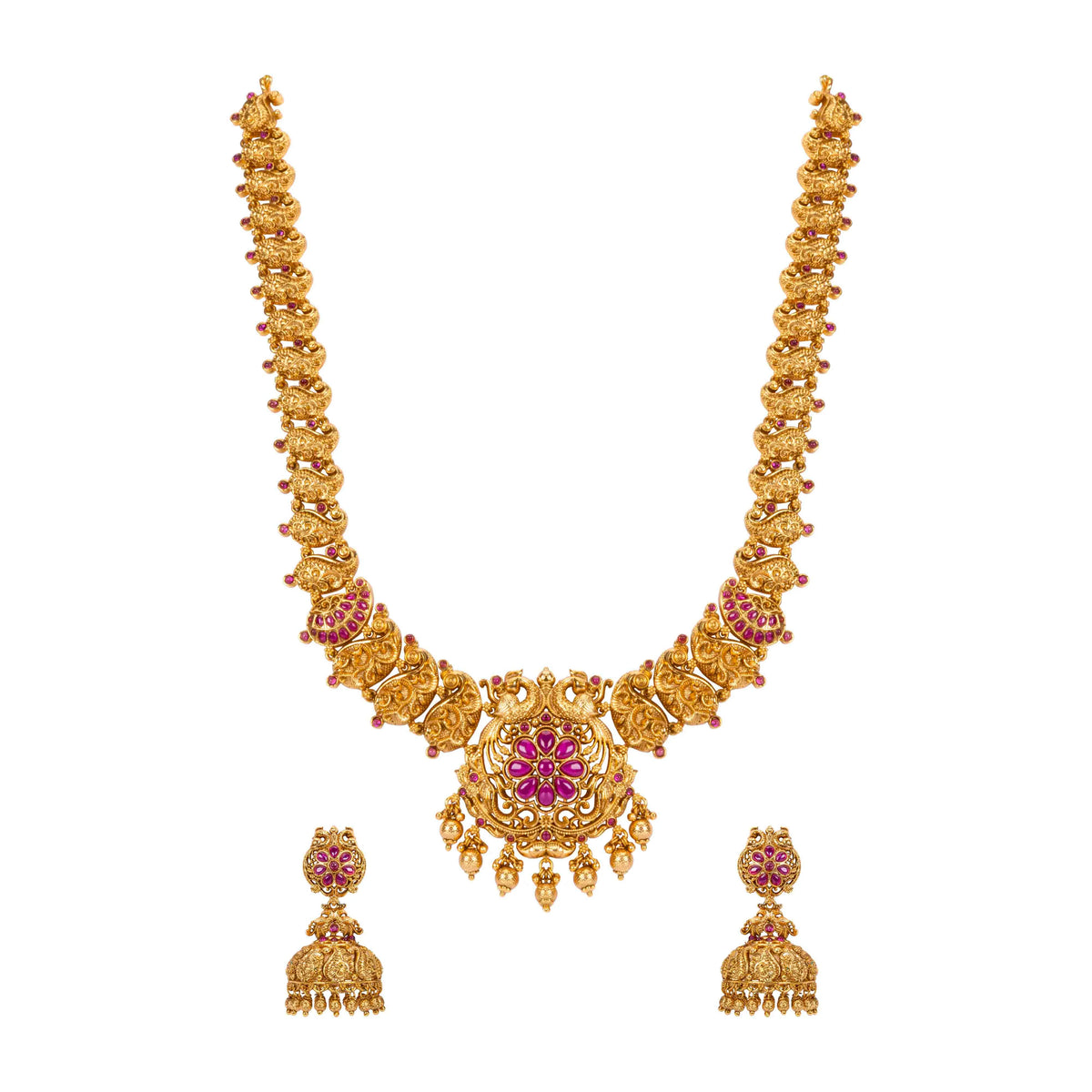 Majestic Temple-Inspired Long Necklace Set