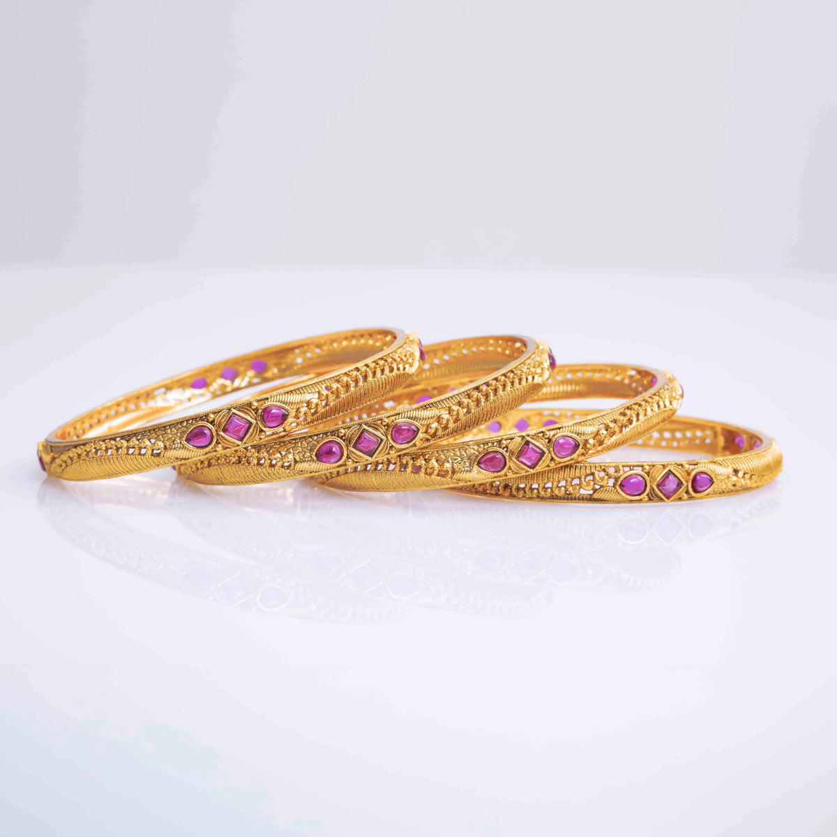 Classic Gold-Plated Temple Bangle V-1242