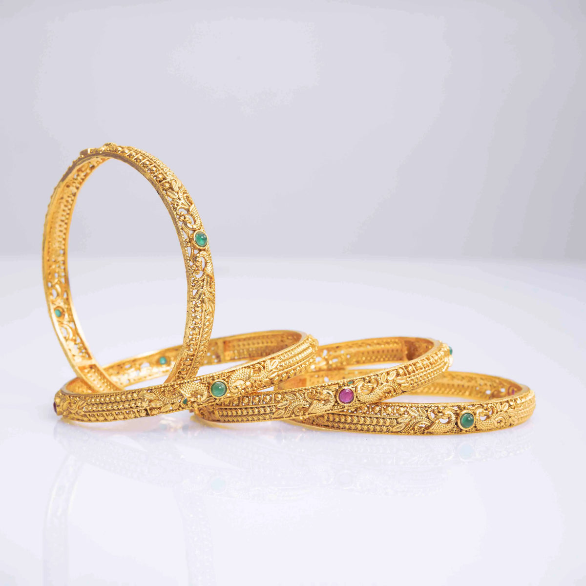 Peacock Gold-Plated Temple Bangle V-1246 