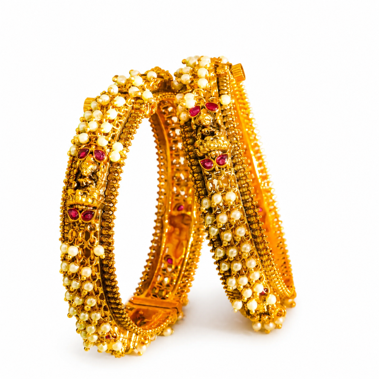 Devi Prerana Kada Bangle | Gold-Plated Goddess Inspiration Temple Bangle V-2386