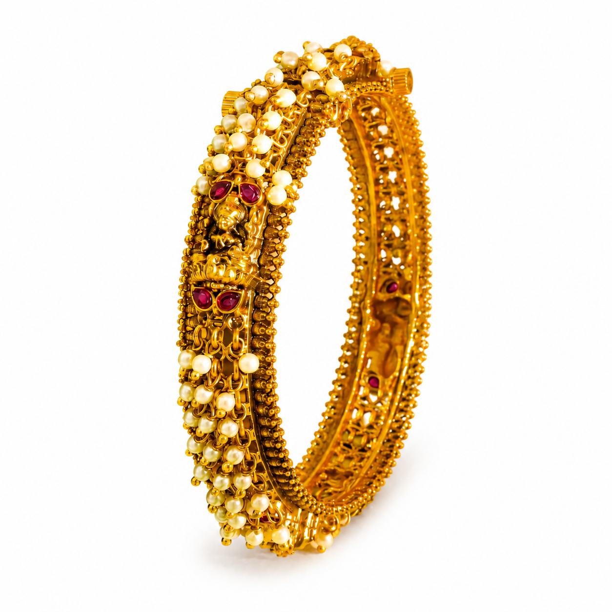 Devi Prerana Kada Bangle | Gold-Plated Goddess Inspiration Temple Bangle V-2386