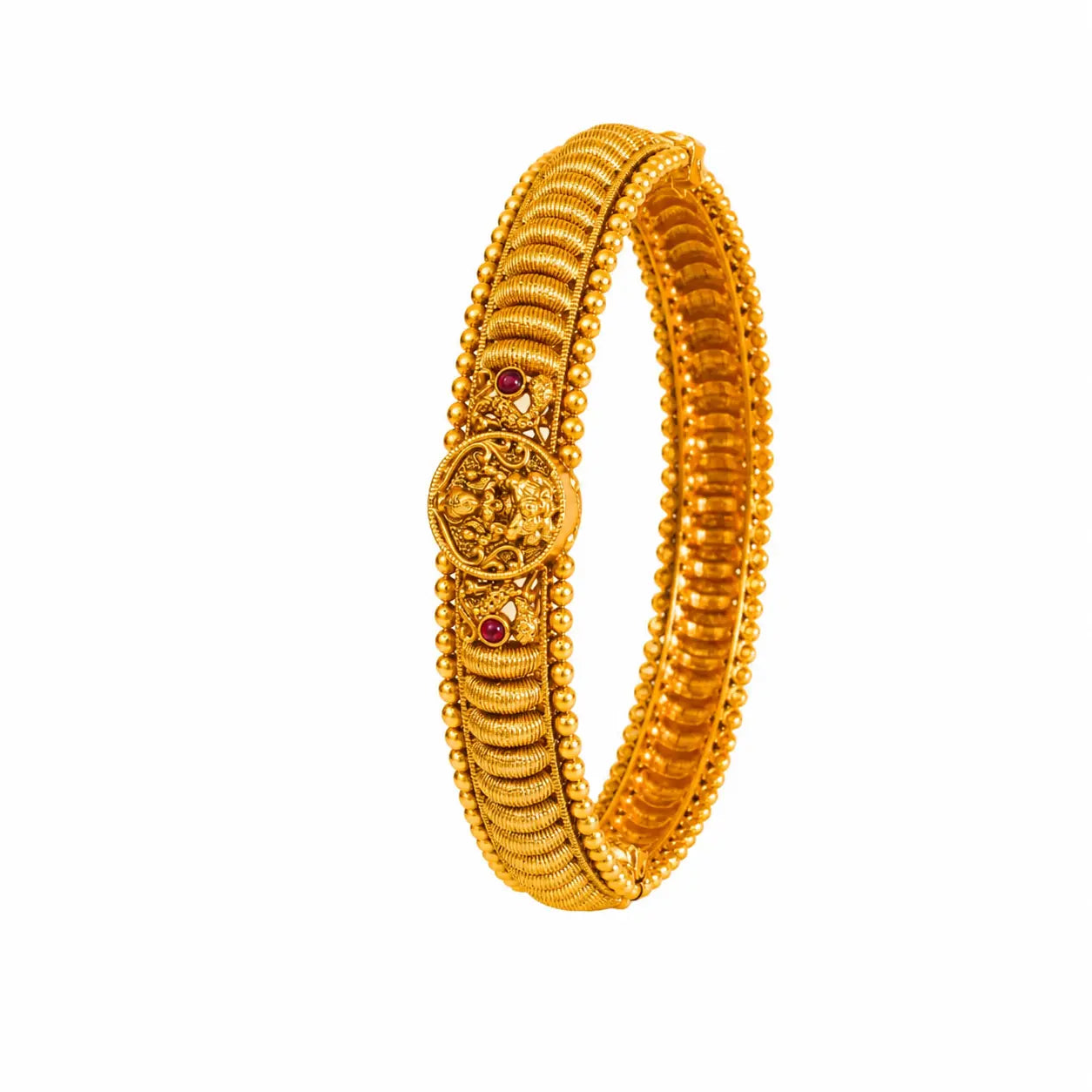 Surya Prabha Kada Bangle | Gold-Plated Sun Radiance Temple Bangle