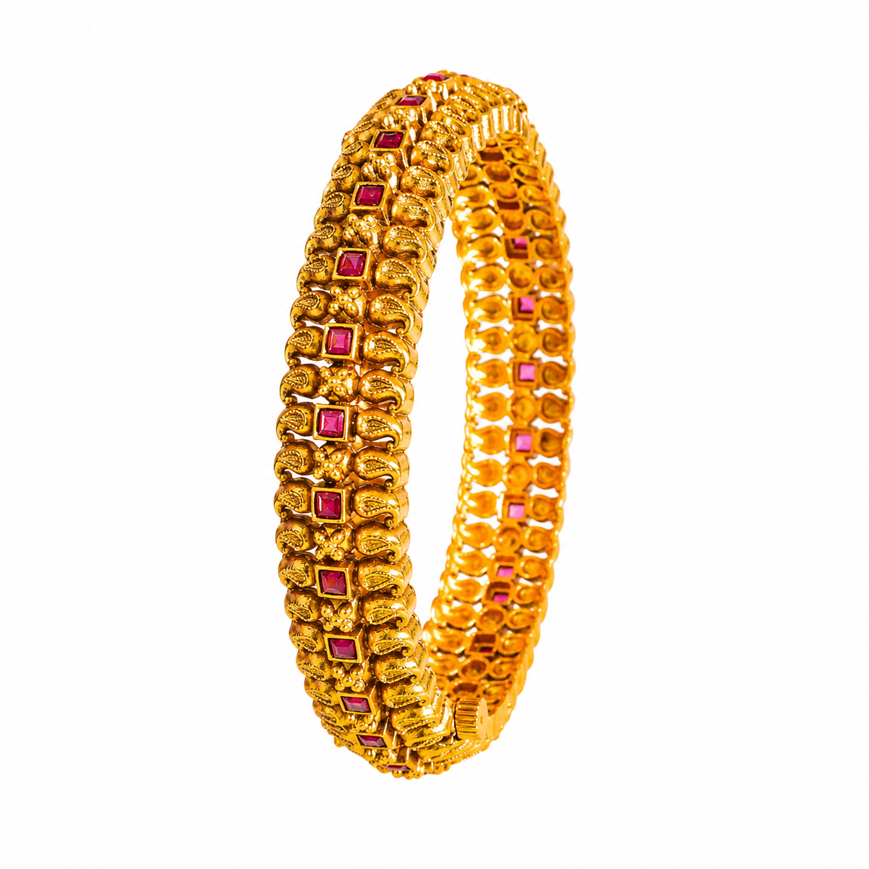 Annapurna Valaya Kada Bangle | Gold-Plated Abundance Temple Bangle V-2335