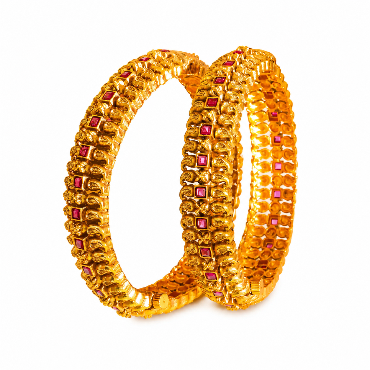 Annapurna Valaya Kada Bangle | Gold-Plated Abundance Temple Bangle V-2335