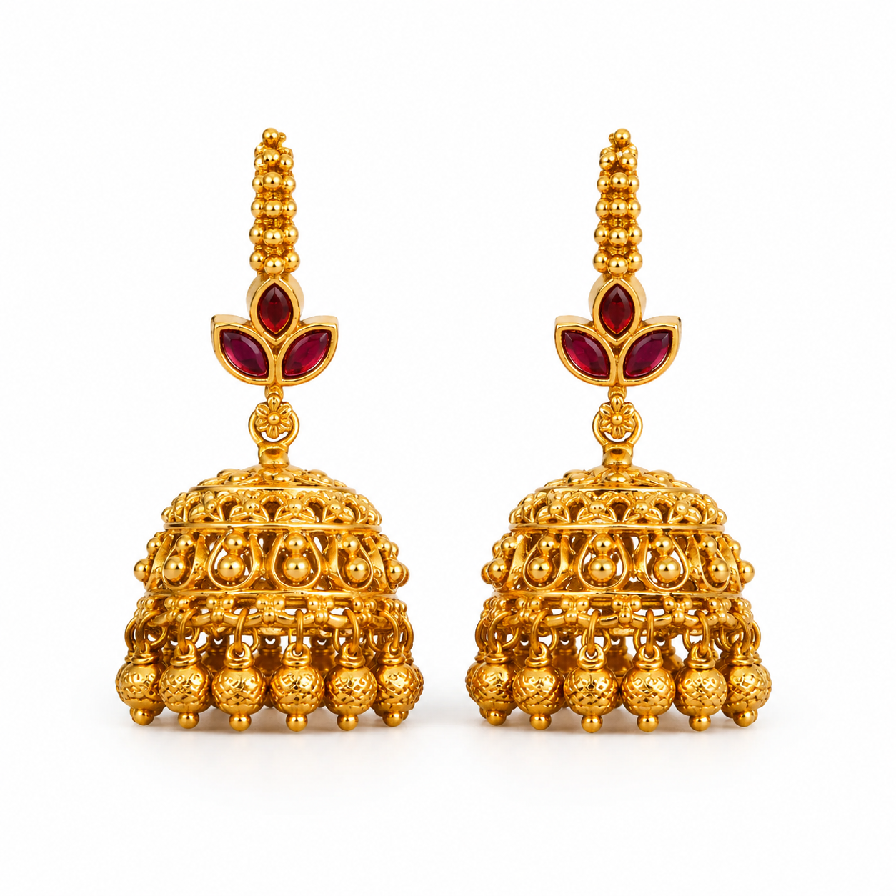 Shankha Leela Jhumka | Gold-Plated Sacred Conch Divine Play Earrings T-95