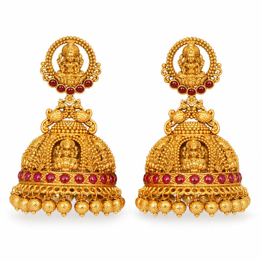 Naga Shobha Jhumka | Gold-Plated Sacred Serpent Temple Earrings