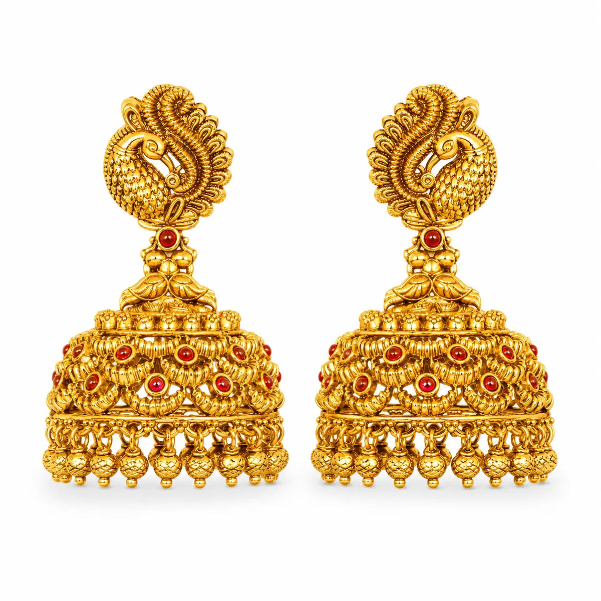 Kokila Rekha Jhumka | Gold-Plated Elegant Temple Line Earrings