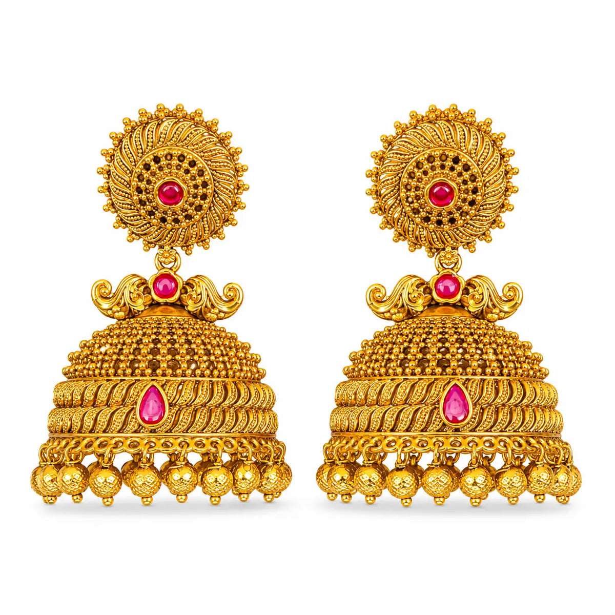 Airavata Shobha Jhumka | Gold-Plated Royal Elephant Temple Earrings