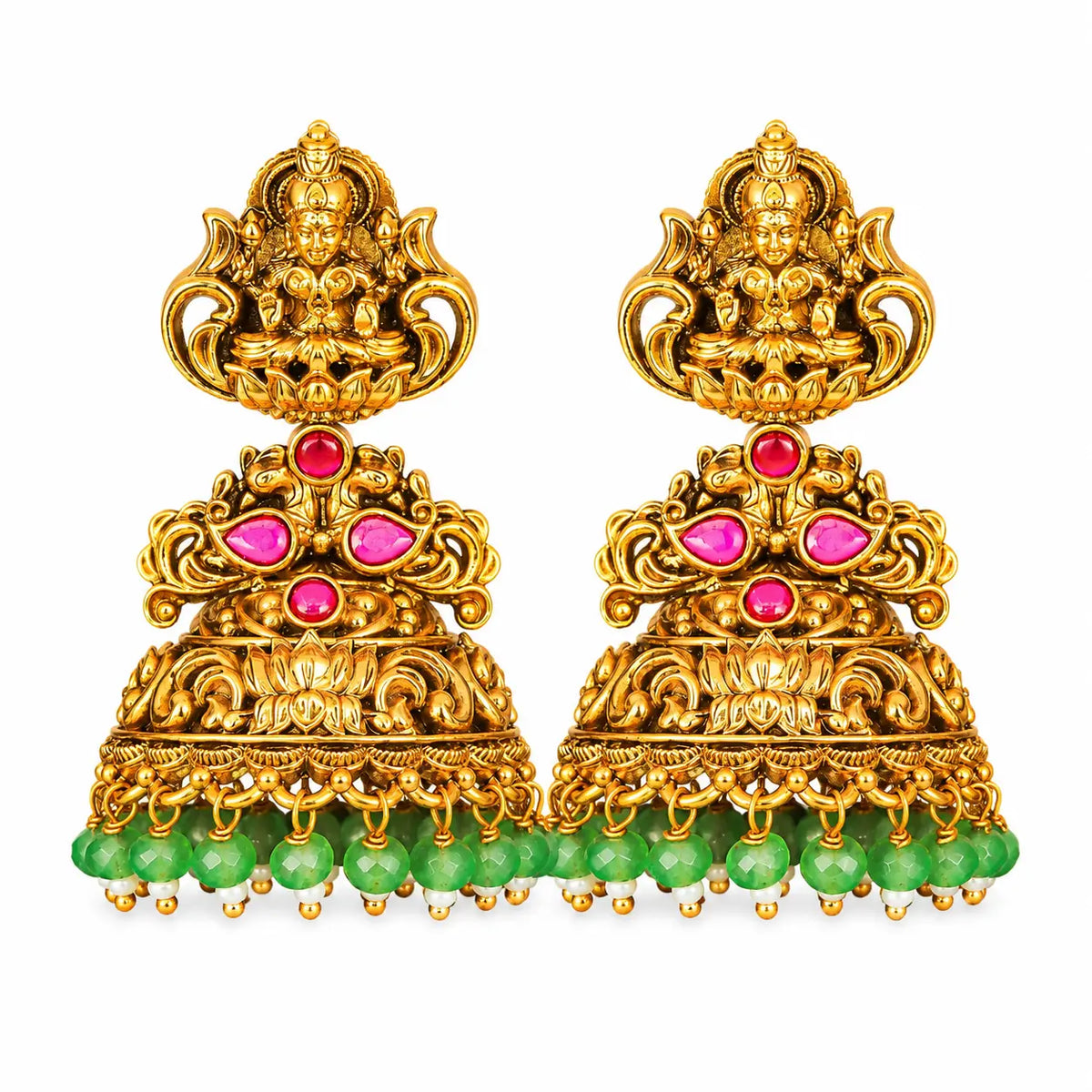 Surya Chakra Jhumka | Gold-Plated Sun Wheel Temple Earrings