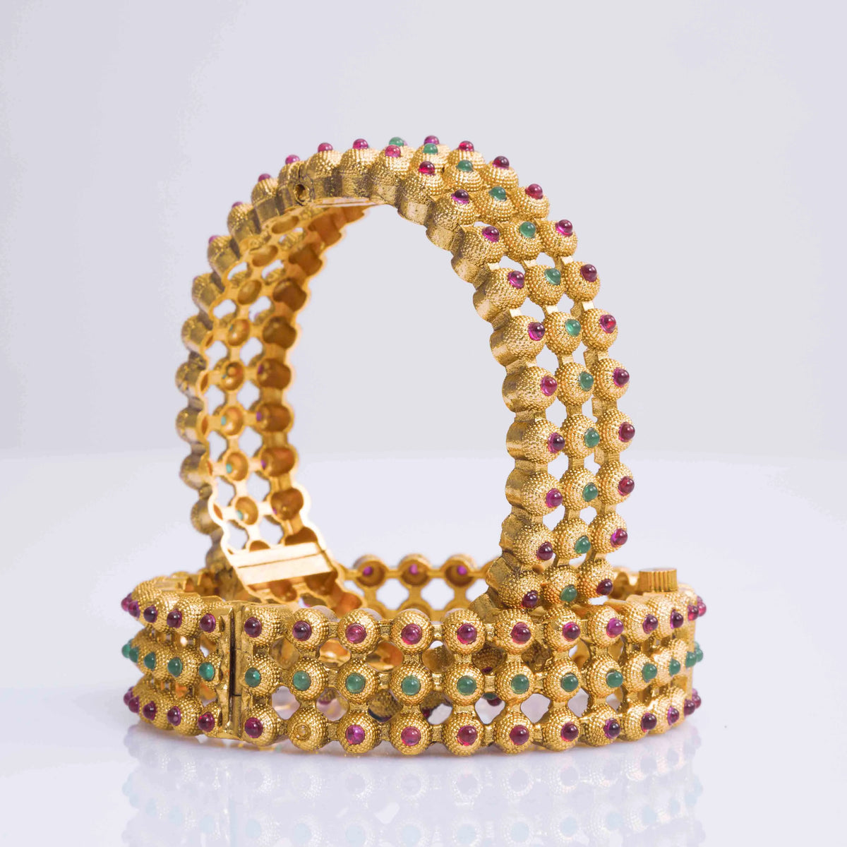 Classic Stone Temple Bangle in Gold Finish P-450