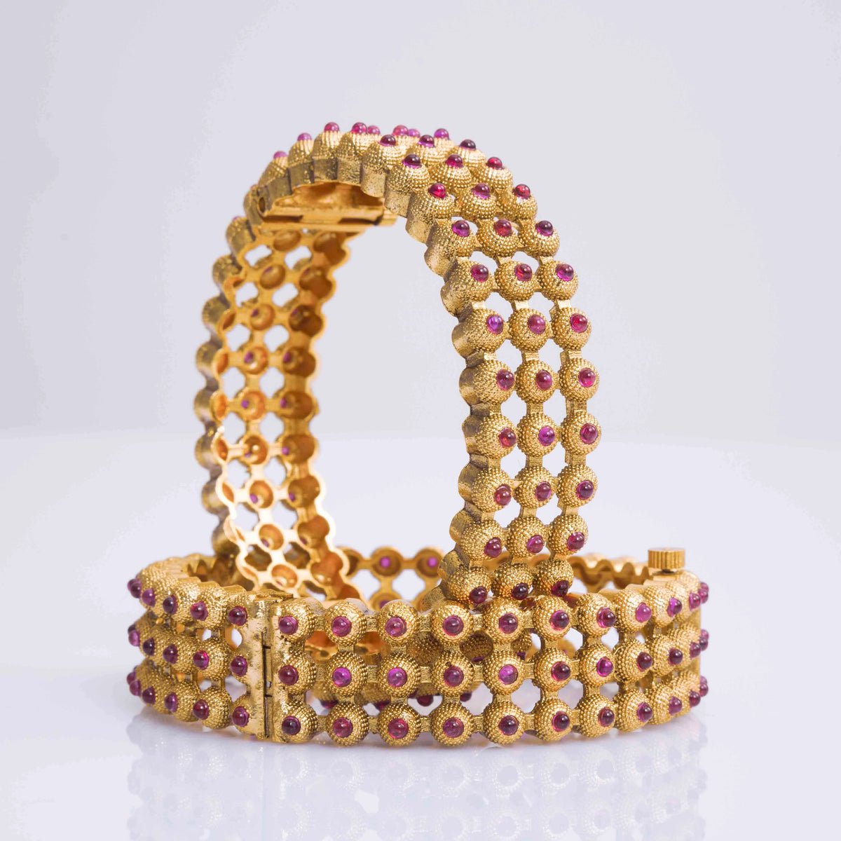 Classic Stone Temple Bangle in Gold Finish P-450