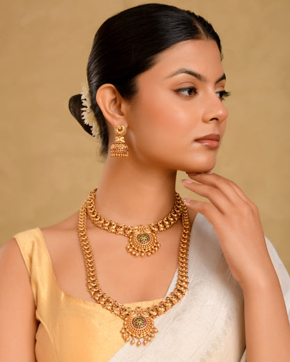Ethenic Gold-Plated Temple Jewellery Combo Set K-1152N
