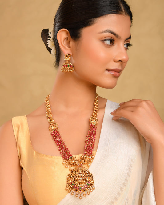 Lakshmi-Peacock Long Necklace Set K-1601