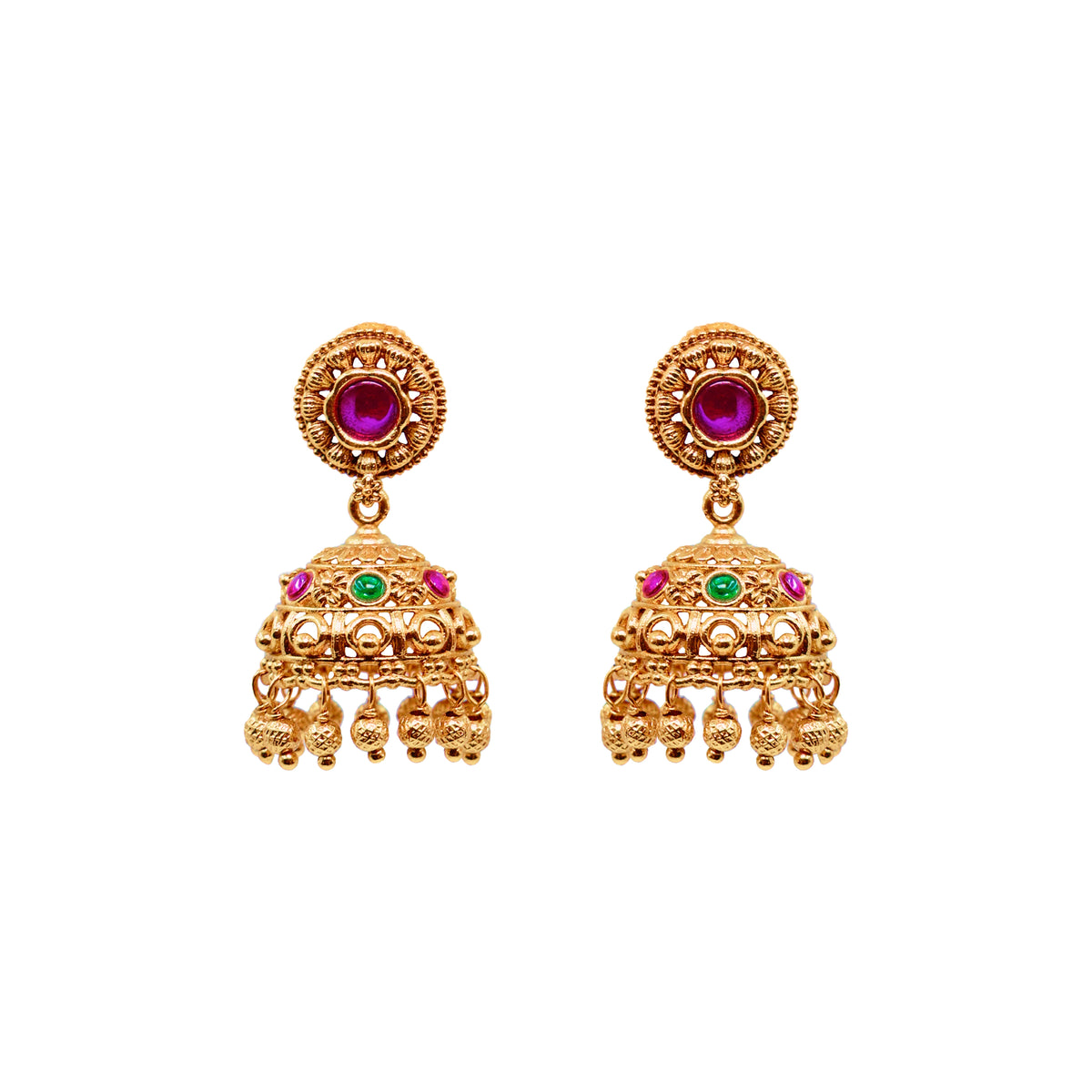 Antique Gold Plated Temple Jhumka T-18