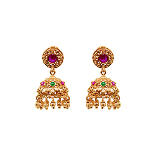 Antique Gold Plated Temple Jhumka T-18