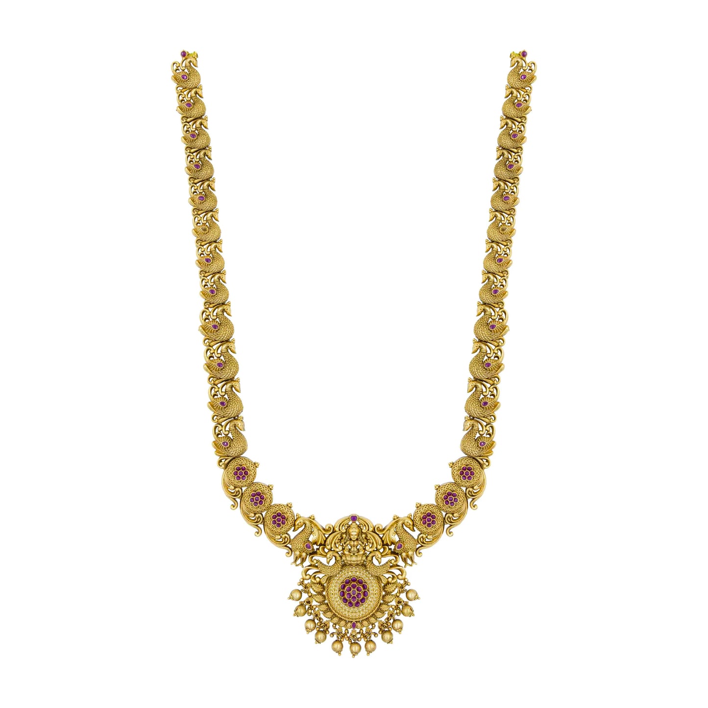Antique Laxmi Mata Long Temple Necklace Set K-1227