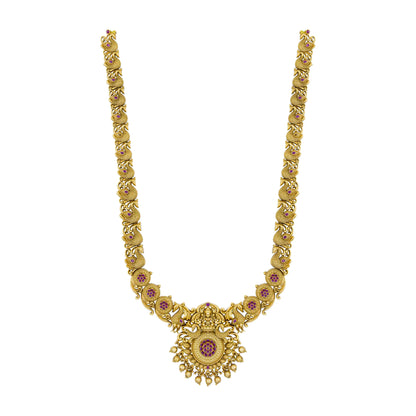 Antique Laxmi Mata Long Temple Necklace Set K-1227