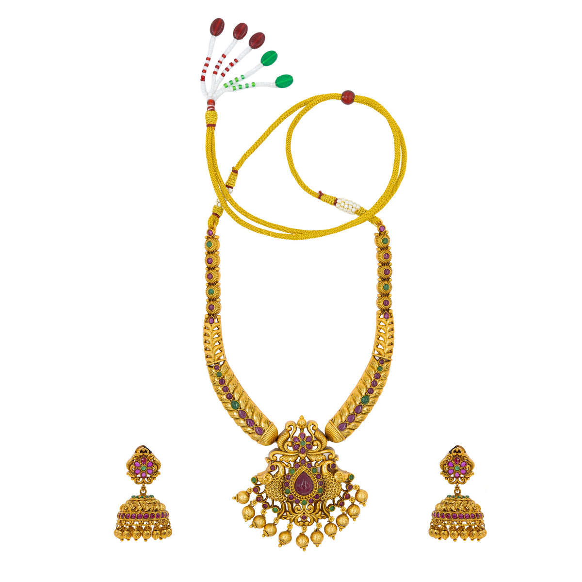 Ruby Peacock Short Necklace Set K-1048