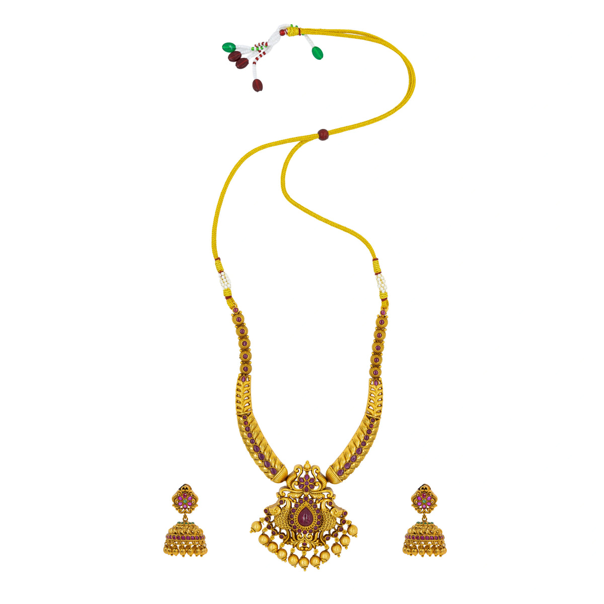 Ruby Peacock Short Necklace Set K-1048