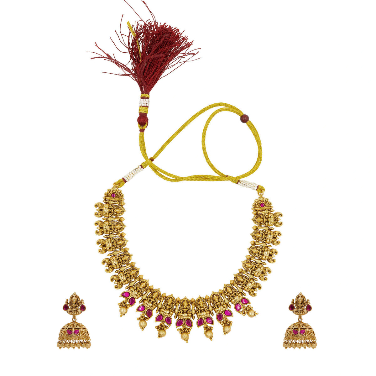 Antique Elegant Temple Necklace Set J-43