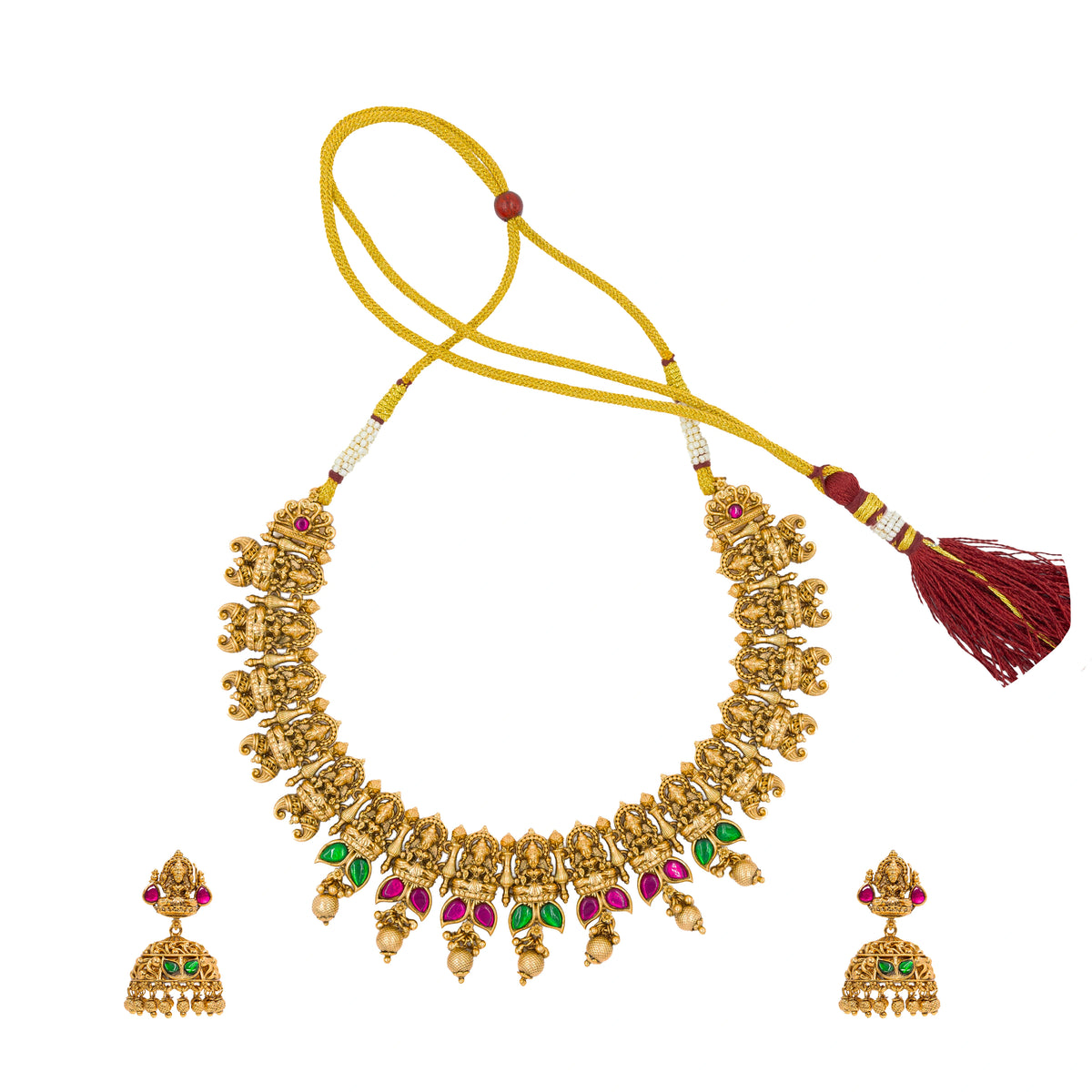 Antique Elegant Temple Necklace Set J-43