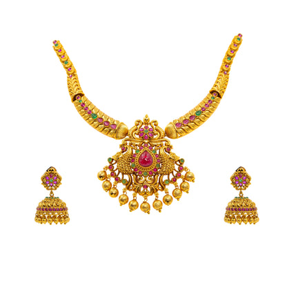Ruby Peacock Short Necklace Set K-1048