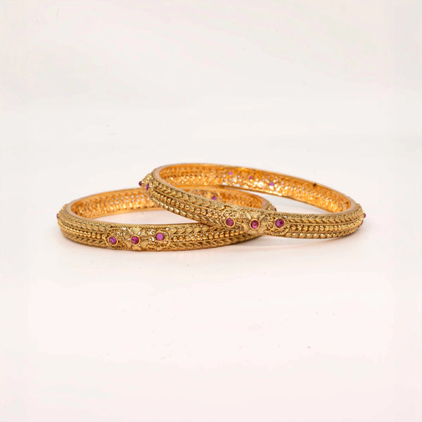 Ruby Grace Antique Gold Plated Bangles