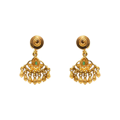 Antique Gold Plated Temple Bali with Pink Stones R-2162