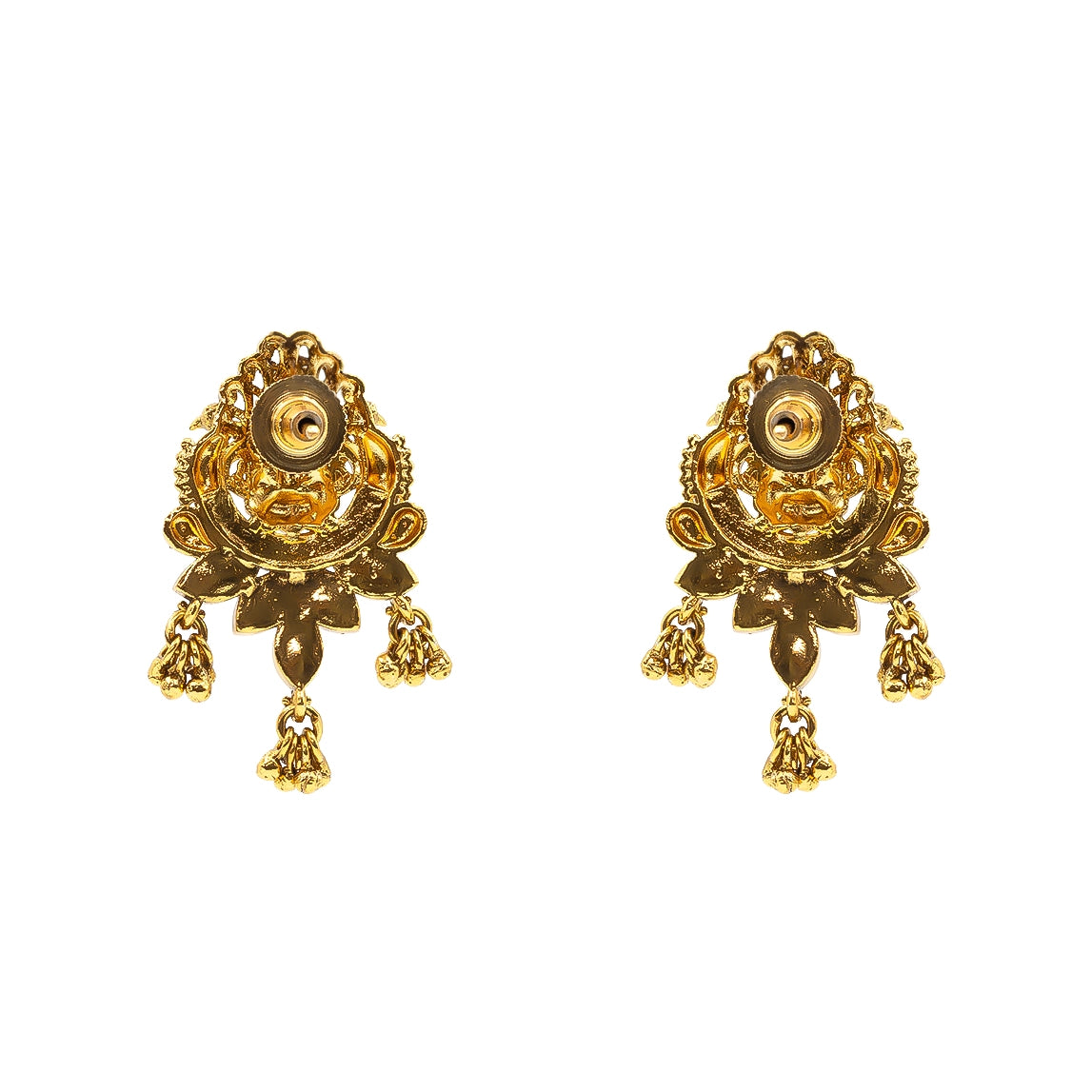 Gold Plated Temple Bali with Laxmi Design & Multicolor Stones V-1657