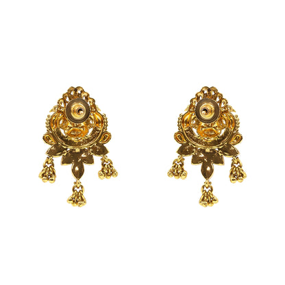 Gold Plated Temple Bali with Laxmi Design & Multicolor Stones V-1657