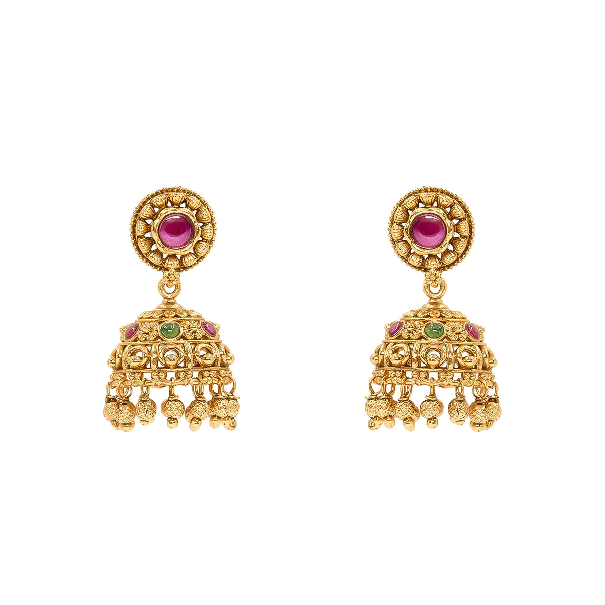 Antique Gold Plated Temple Jhumka T-18