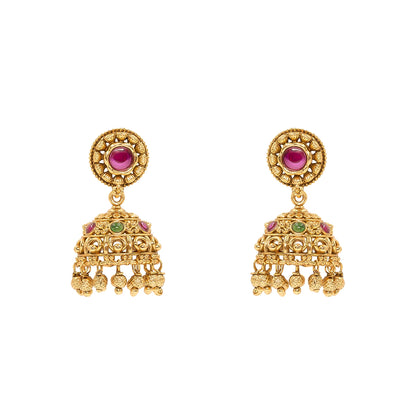 Antique Gold Plated Temple Jhumka T-18