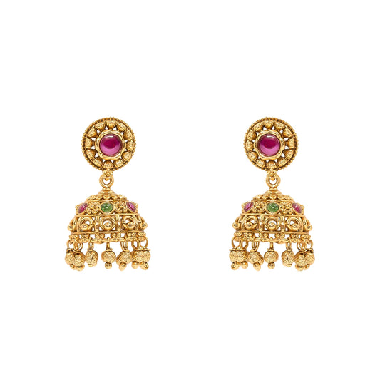 Antique Gold Plated Temple Jhumka T-18