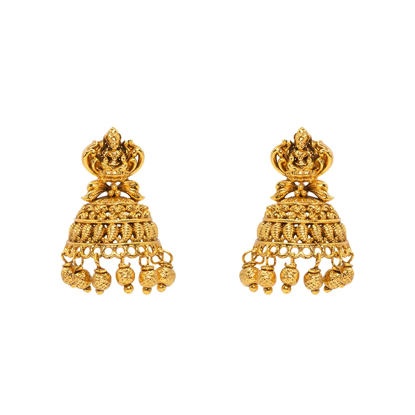 Heritage Temple Jhumka Earrings with Laxmi Motif V-2273