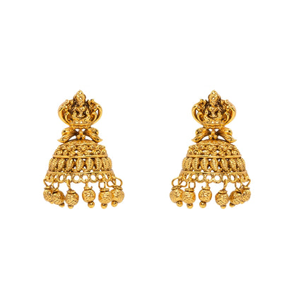 Heritage Temple Jhumka Earrings with Laxmi Motif V-2273