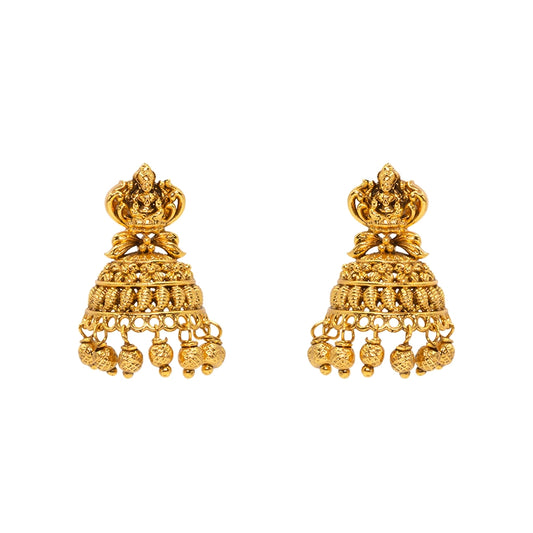 Heritage Temple Jhumka Earrings with Laxmi Motif V-2273