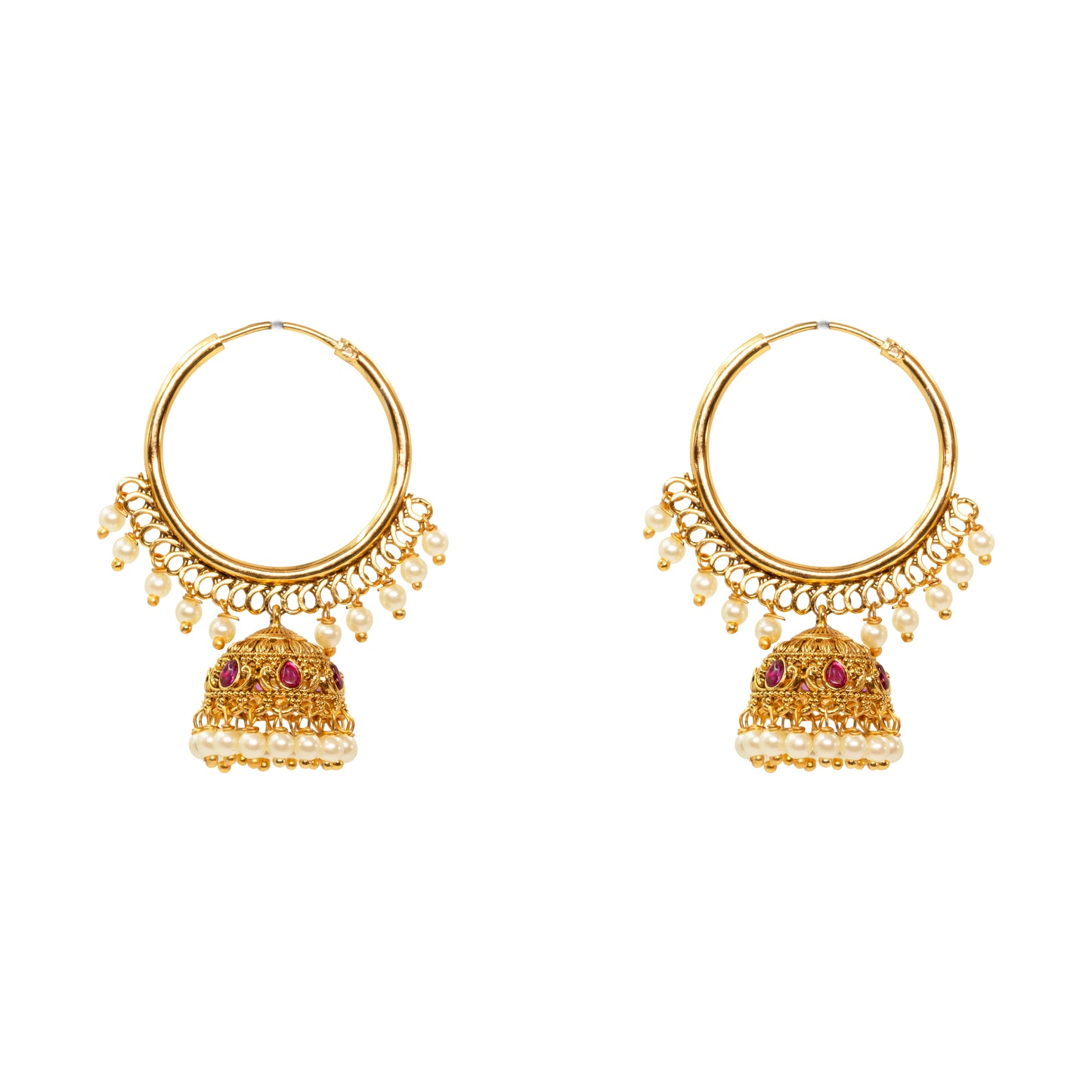 Gold-Plated Bali with Stone-Studded Jhumka T-25