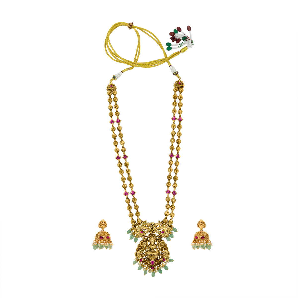 Lakshmi Temple Long Necklace Set J-75