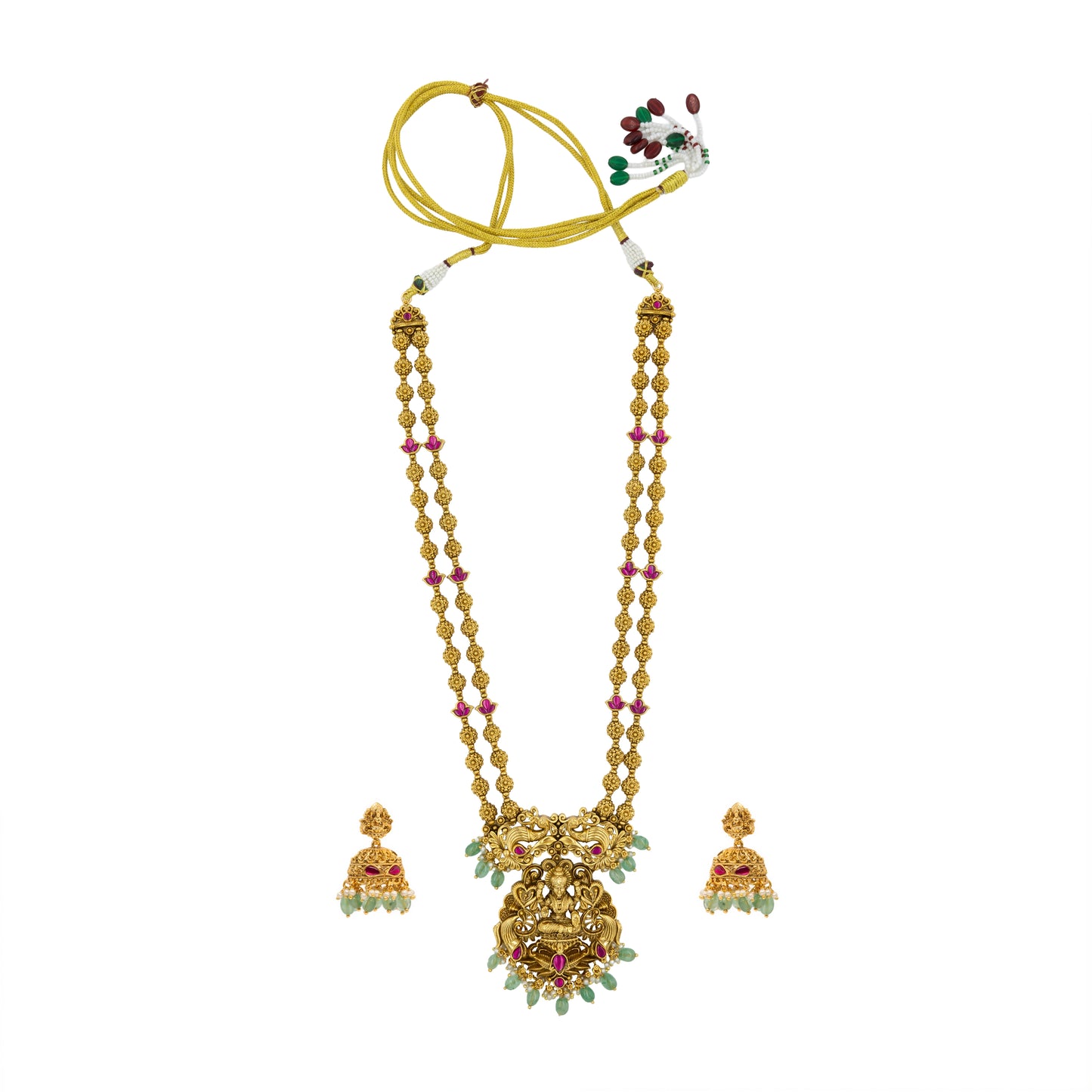 Lakshmi Temple Long Necklace Set J-75