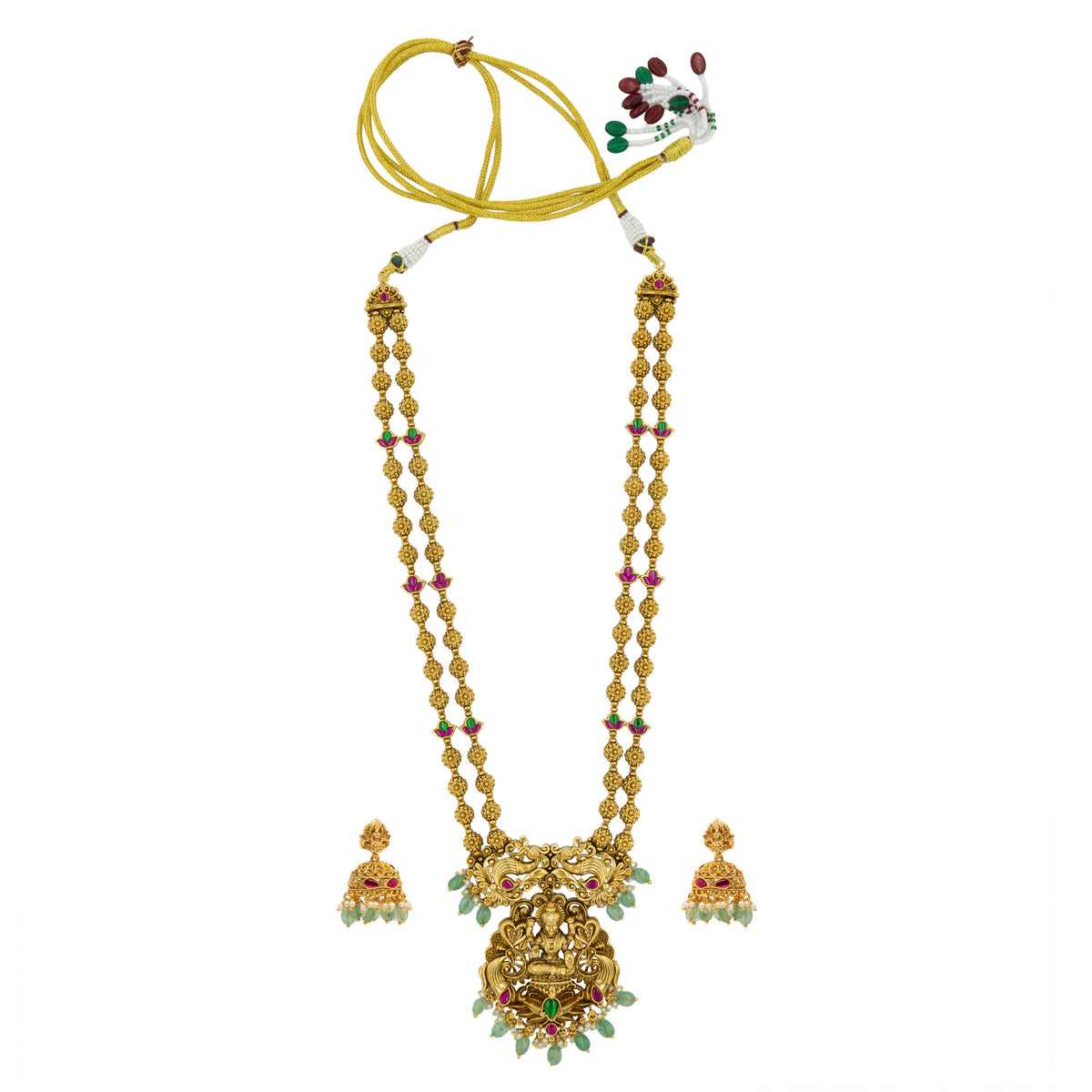 Lakshmi Temple Long Necklace Set J-75