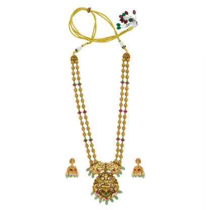 Lakshmi Temple Long Necklace Set J-75
