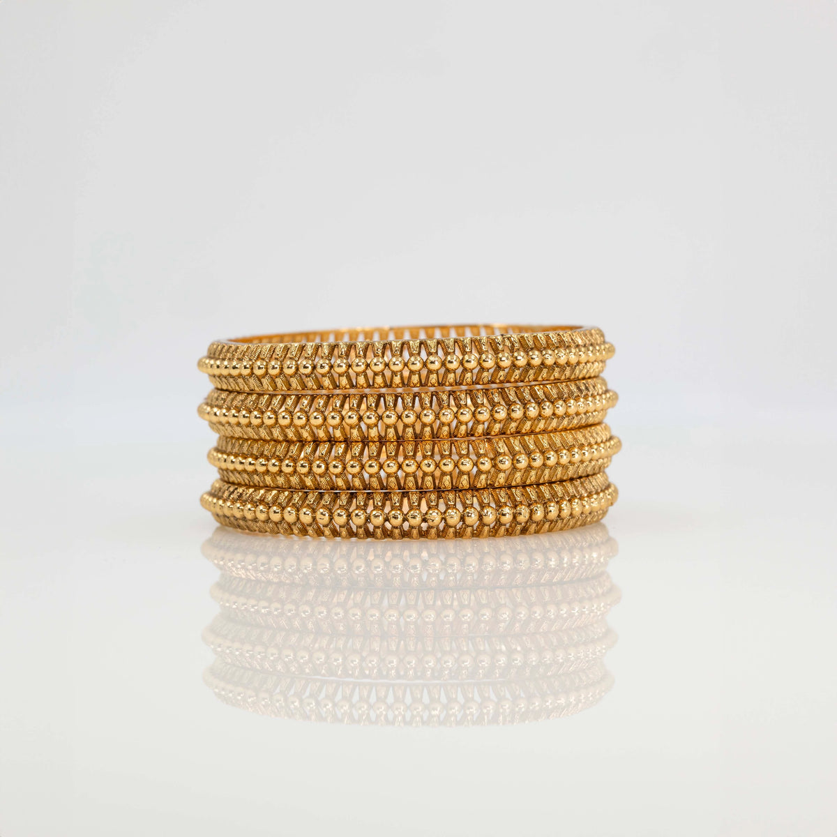 Antique Gold-Plated Classic Textured Bangle V-1825
