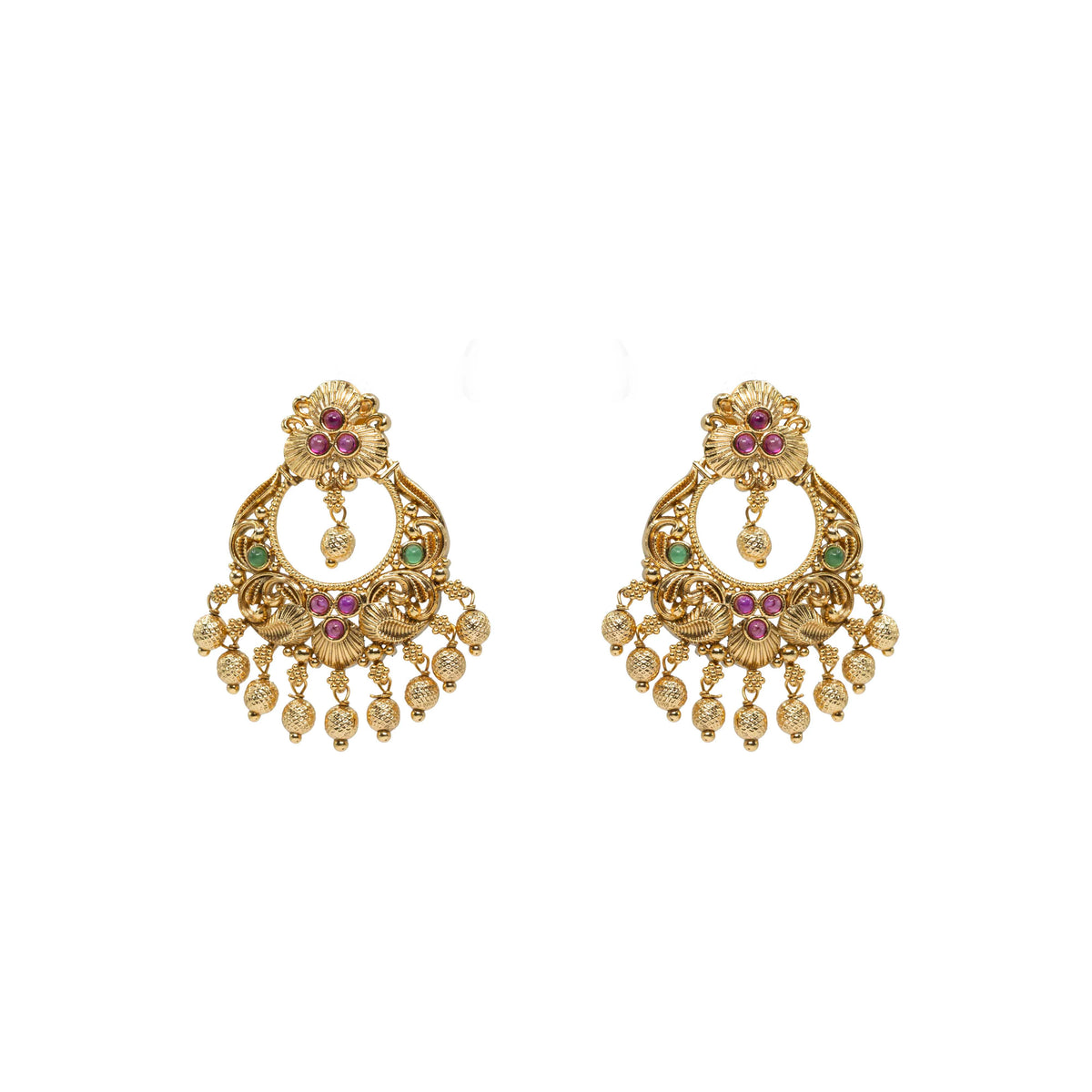 Antique Gold-Plated Floral Chandbali – R-1042