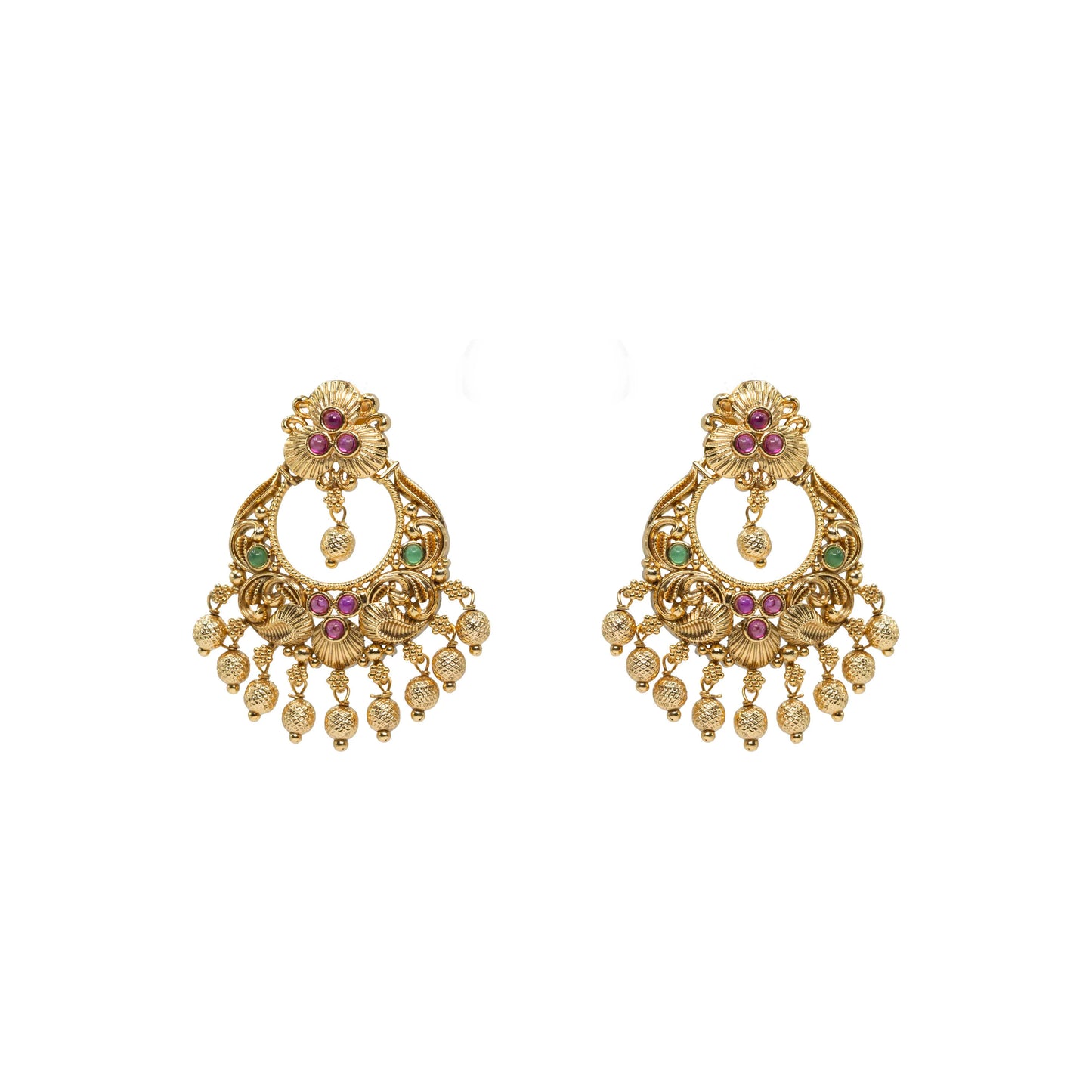 Antique Gold-Plated Floral Chandbali – R-1042