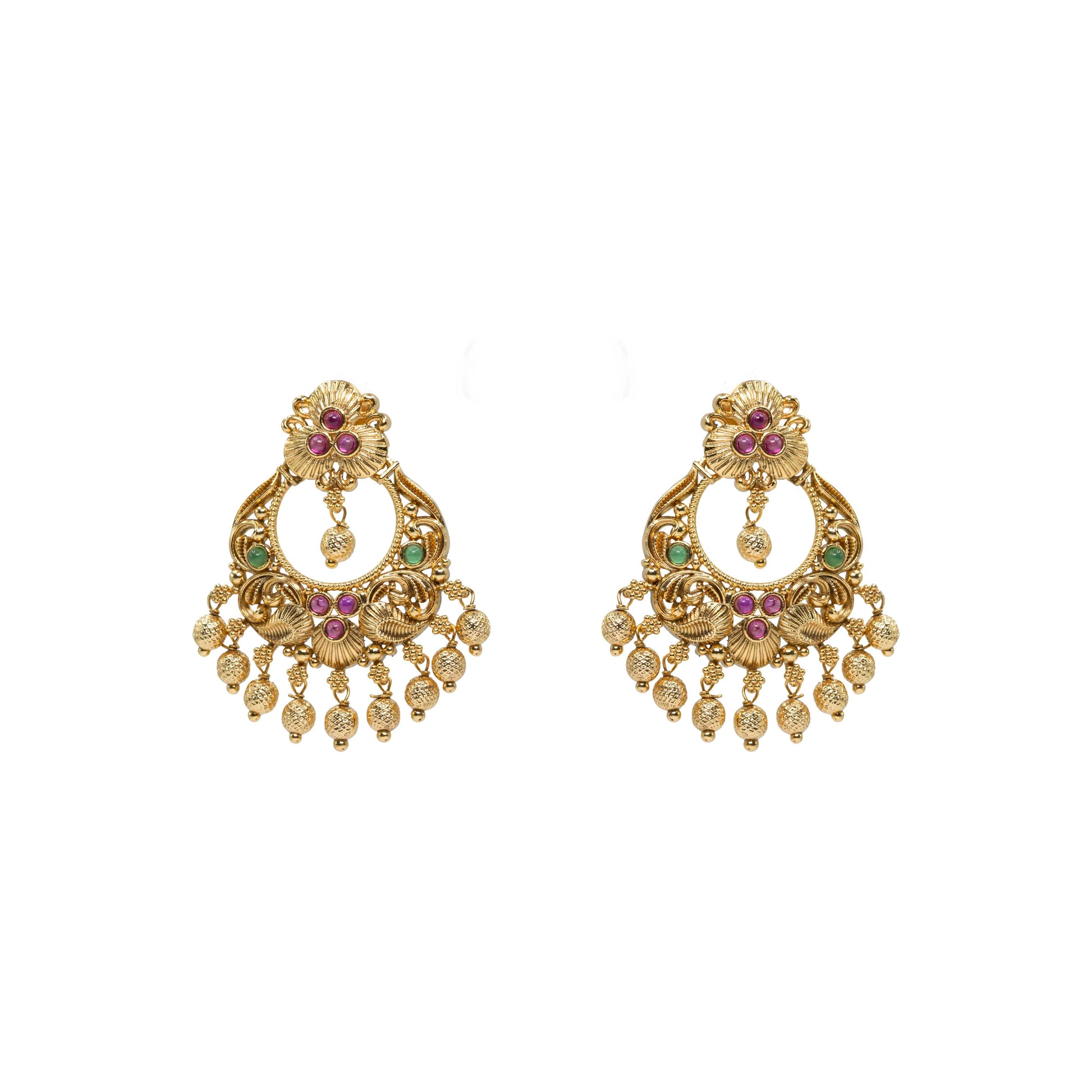 Antique Gold-Plated Floral Chandbali – R-1042