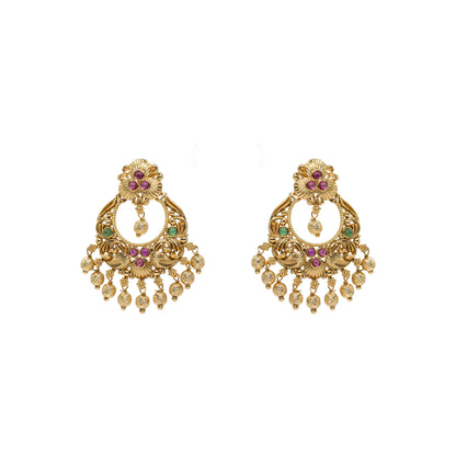 Antique Gold-Plated Floral Chandbali – R-1042