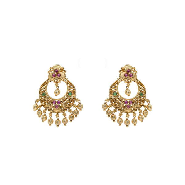 Antique Gold-Plated Floral Chandbali – R-1042